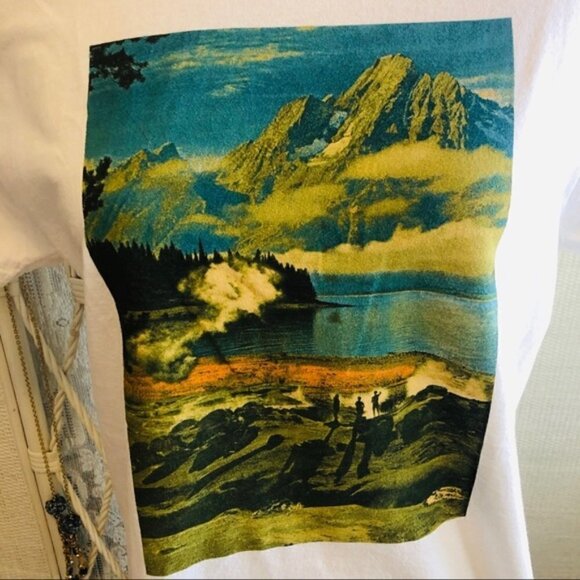 Graphic Tee Original Artist Design Collage Scenic Nature Print Handmade Unisex - Picture 3 of 10